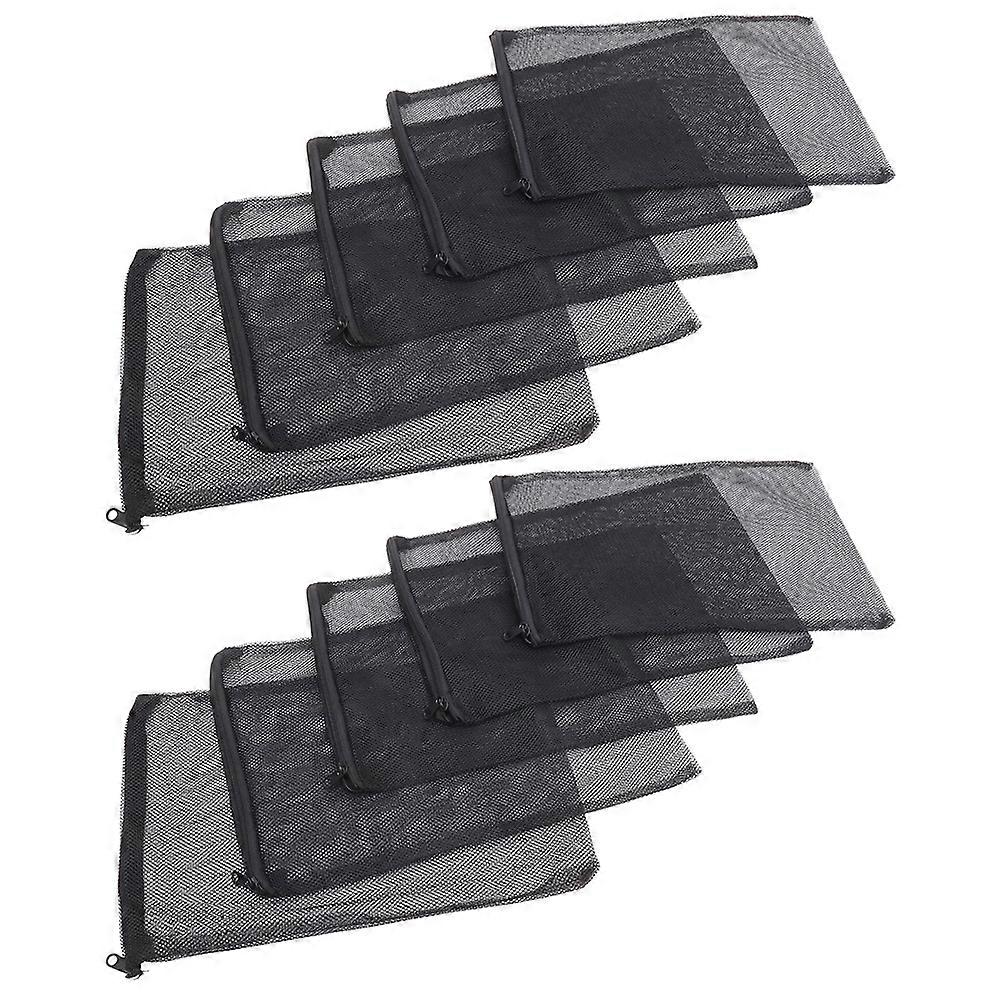 Fish Pond Filter Mesh Bag 10Pcs Black Rectangular Aquarium Maintenance Water Filtration for Pet Owners