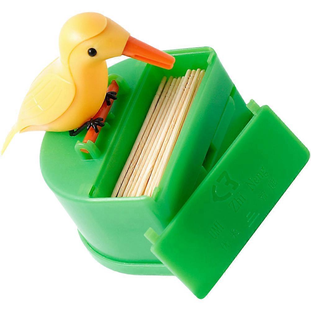 Yellow Plastic Automatic Toothpick Holder Bird Container 2Pcs for Toothpick