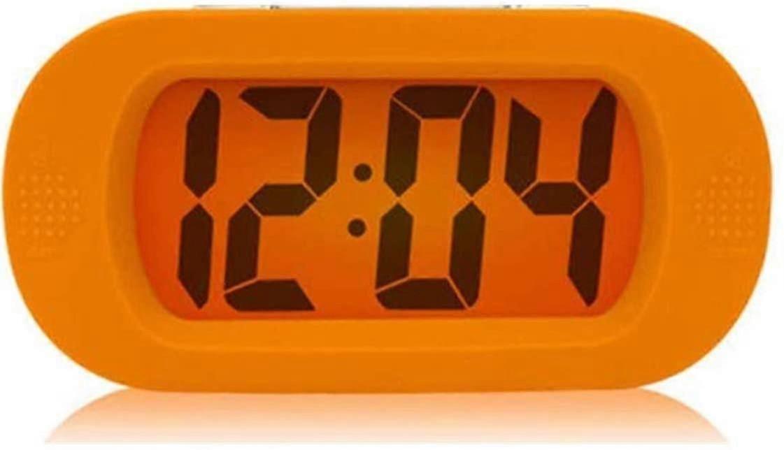 Stoßfester LCD-Display-Wecker mit Nachtlicht (orange)