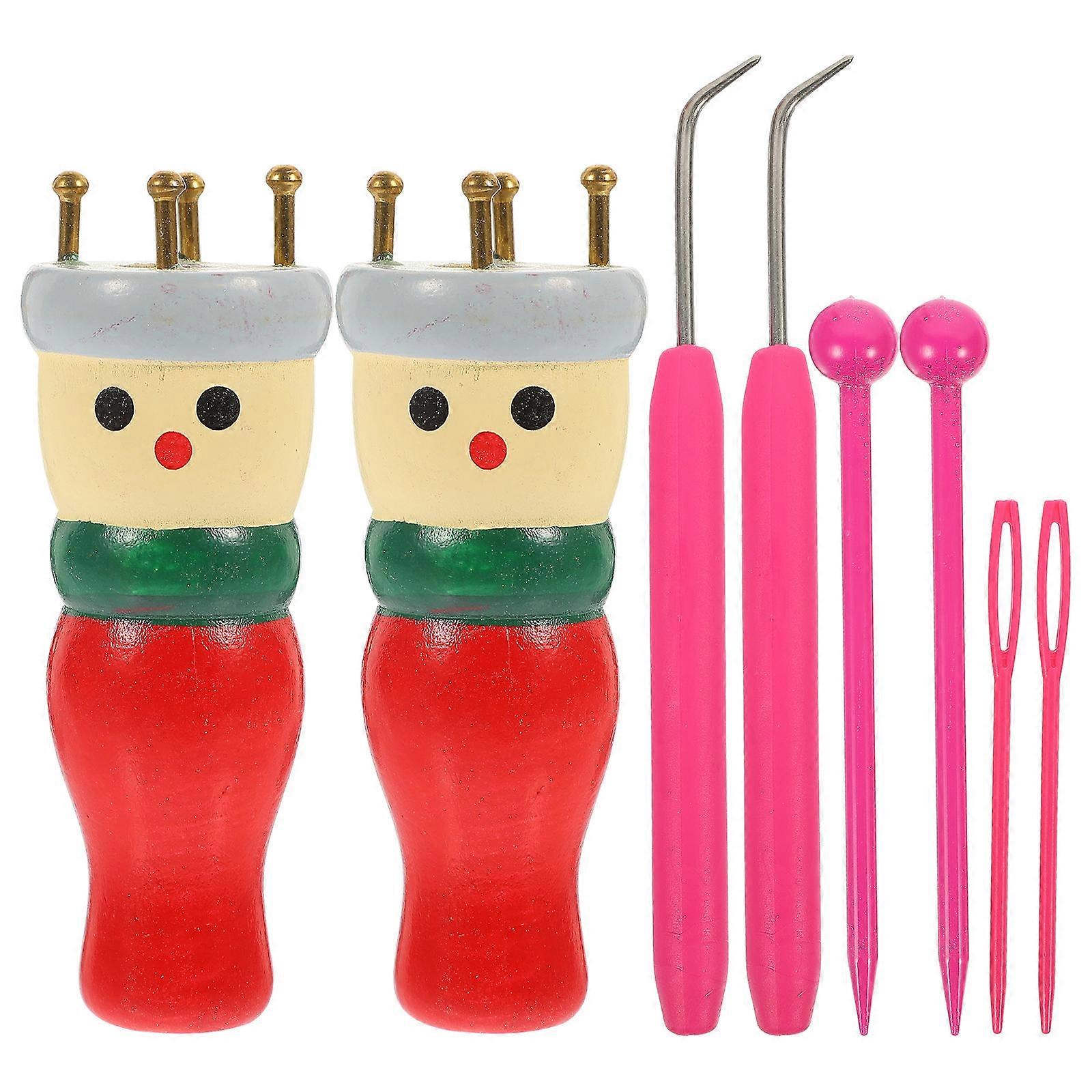 Wooden Knitting Tool Spool Knitting Doll for DIY 5Sets Craft Kit