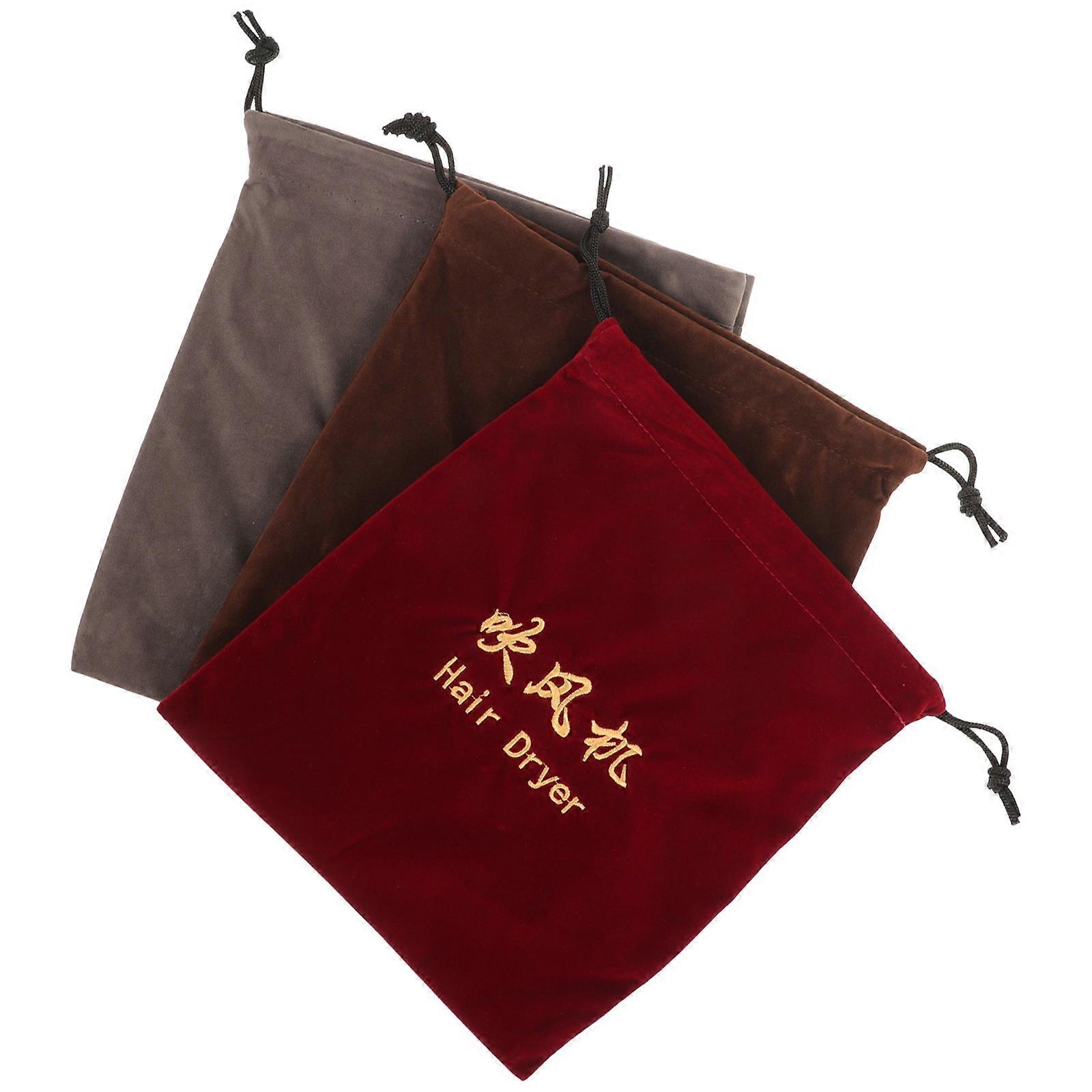 Assorted Color Hair Dryer Bags 3 Pcs For Home Use And Travel Drawstring Fabric Storage Convenient Dust Protection