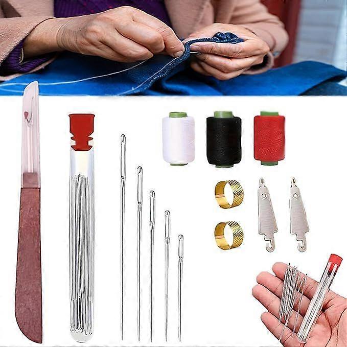 37PCS Sewing Tool Set Sewing Kit Needles Thread Hand Repair Tools Multi-Purpose Needle and Thread Kits Daily Use Sewing Working Kit for Beginners