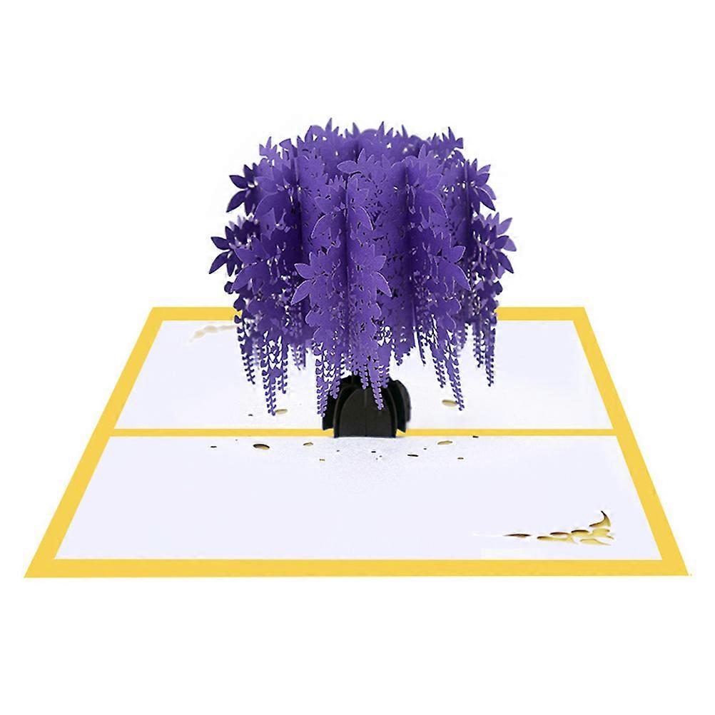 Paper Greeting Card for Greeting with 3D Wisteria Purple Flower Style