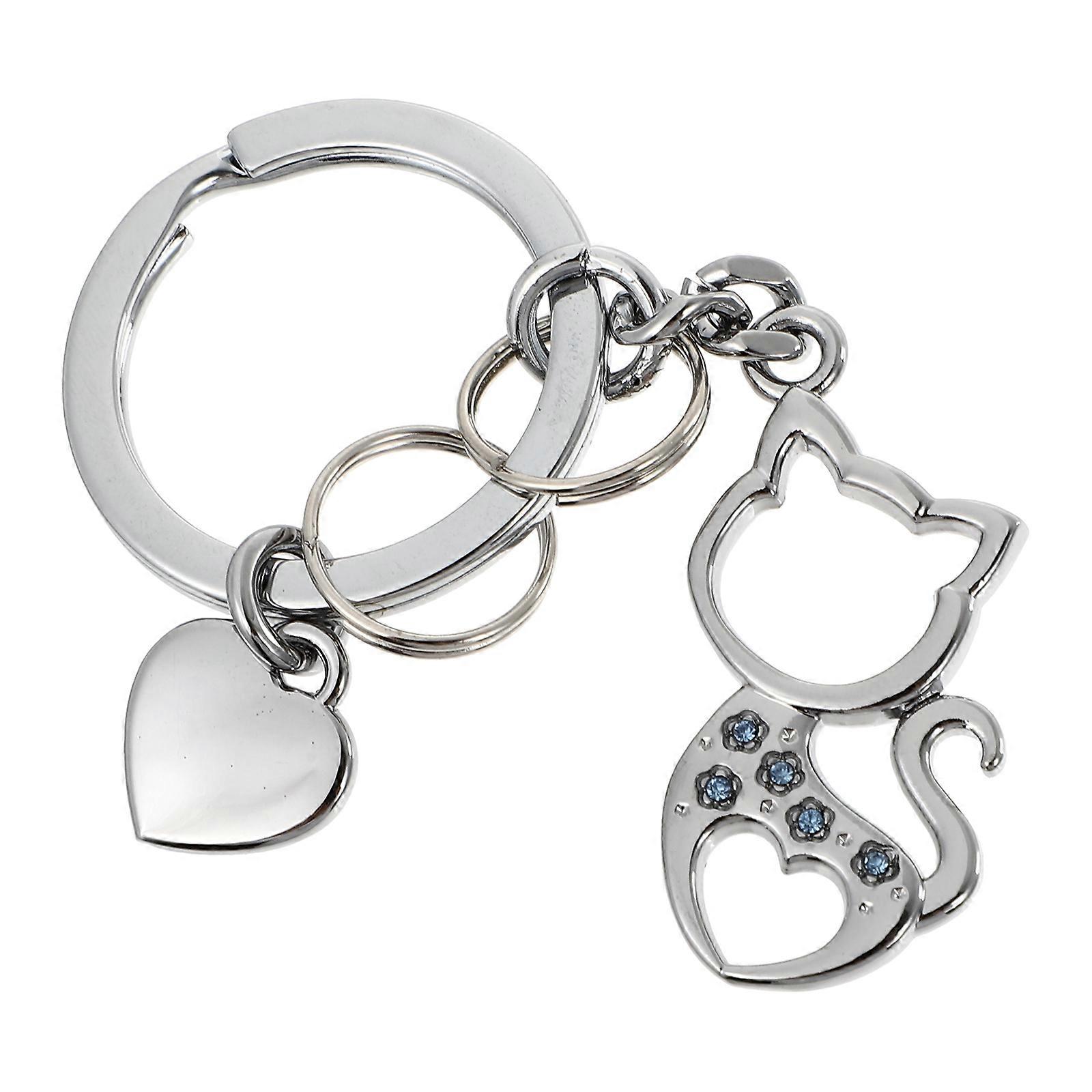 Cat Shaped Key Chain Pendant Bag Hanging Accessory For Daily Use 8.5X1.8CM 1Pc