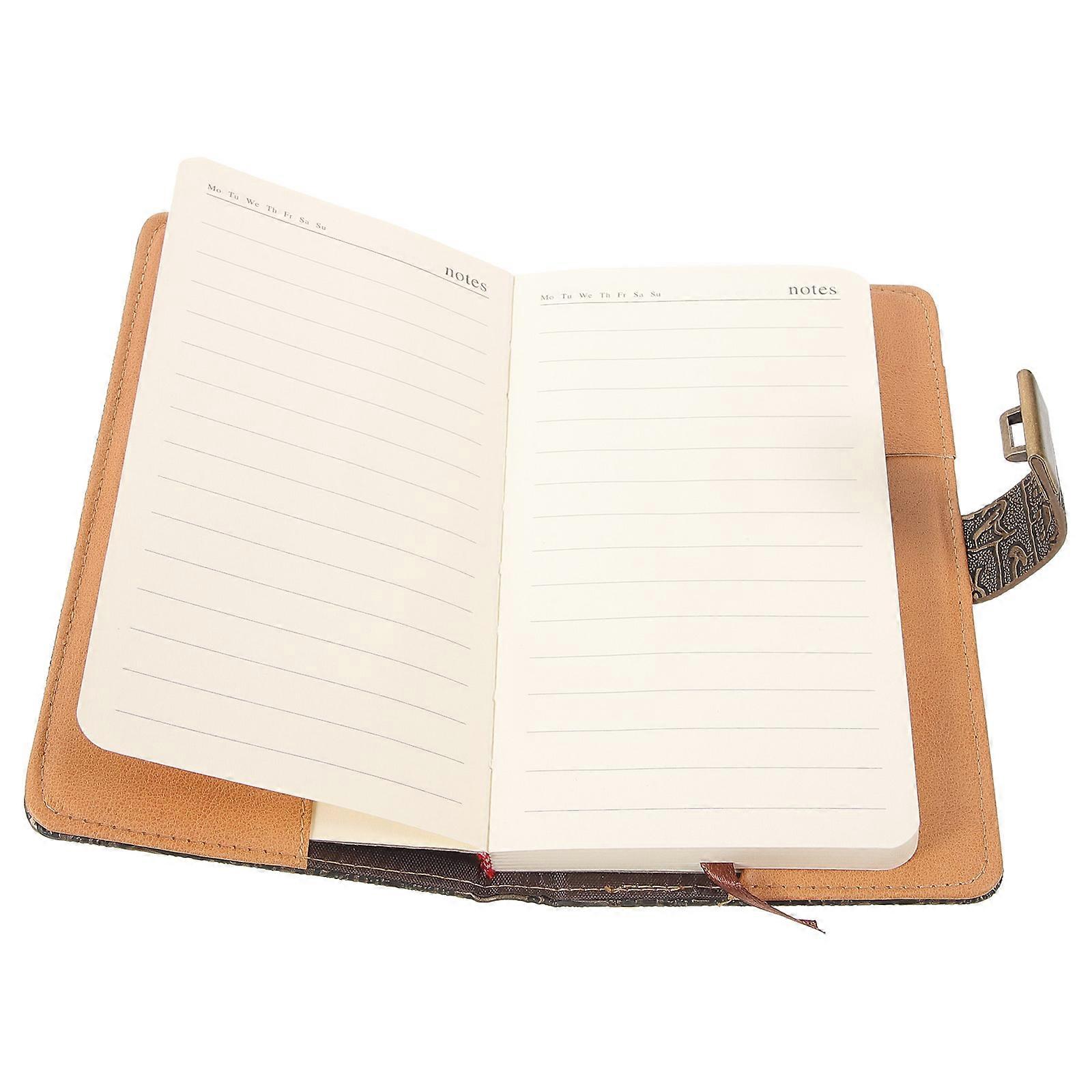 Students Writing Notebook 3Pcs Rectangular Design Dark Brown Notepad Ideal For Office Workers Travel Planning With Lock