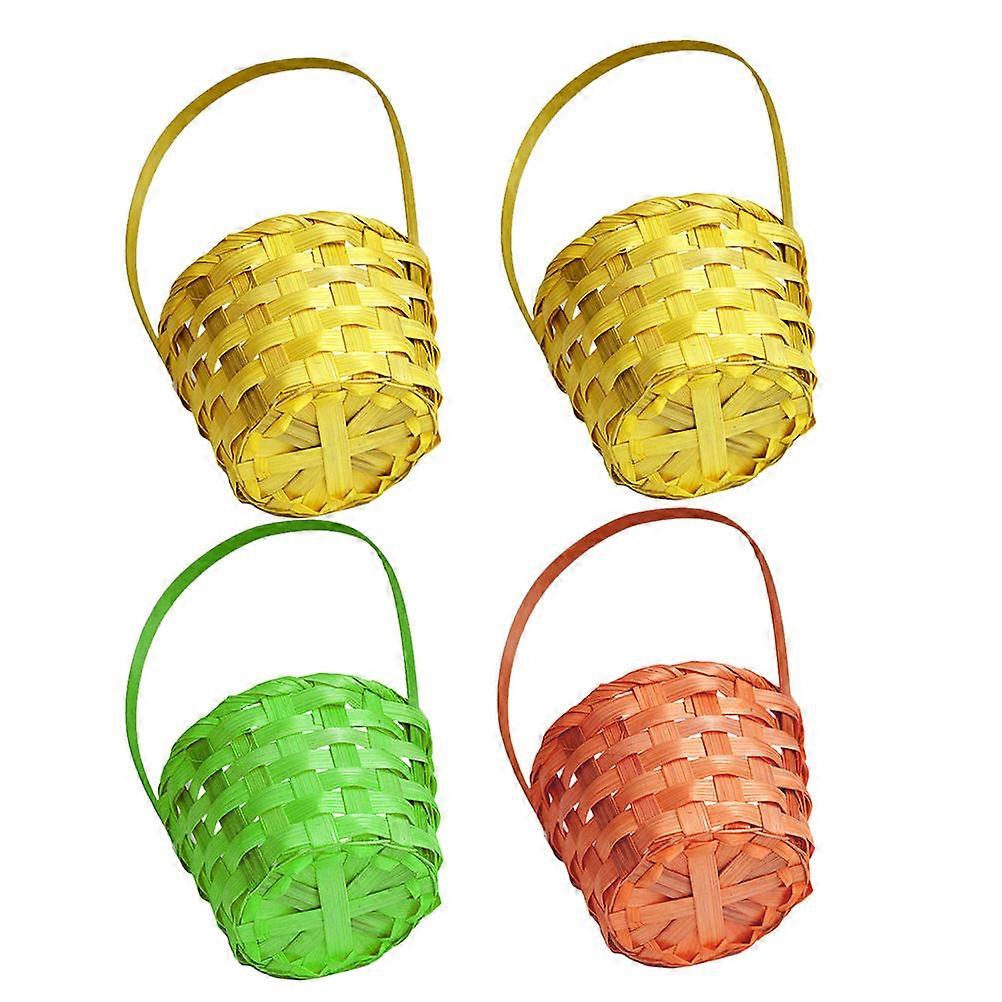 Colorful Baskets Bamboo Basket for Storage Use 8Pcs Easter Prop Mini Portable Baskets