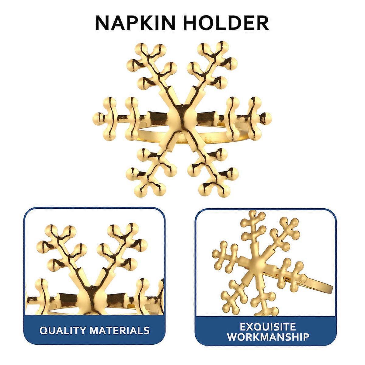 Alloy Napkin Ring Buckle for Party 6Pcs Christmas Snowflake Shape