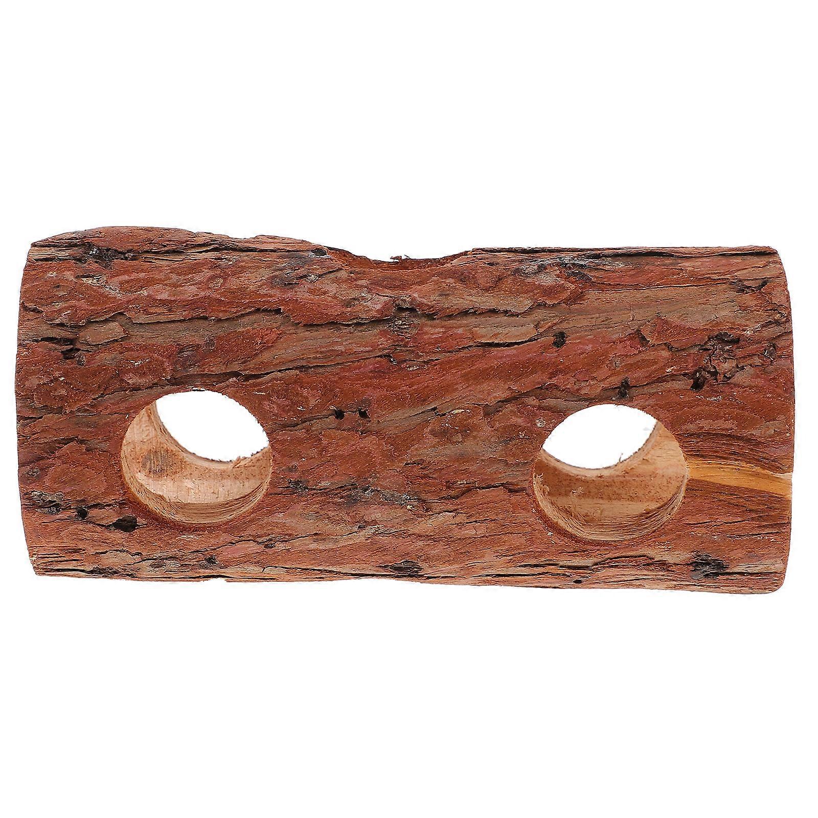 Wood Hamster Tunnel for Pet Use with 5Pcs Brown Hideout Toys