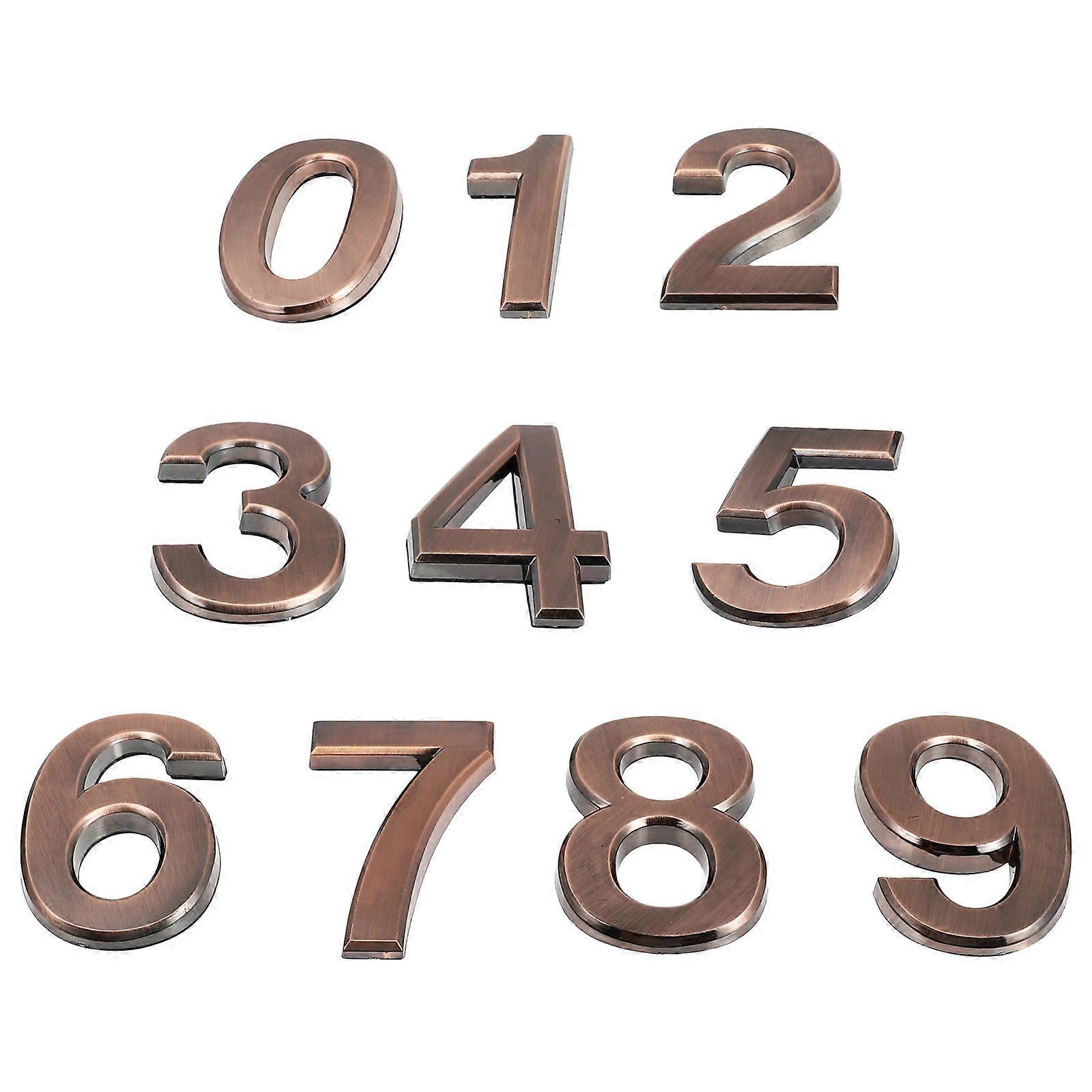 Mailbox Numbers Sticker Electroplating Technology Rectangular Shape Resin Material Outdoor Use 10Pcs