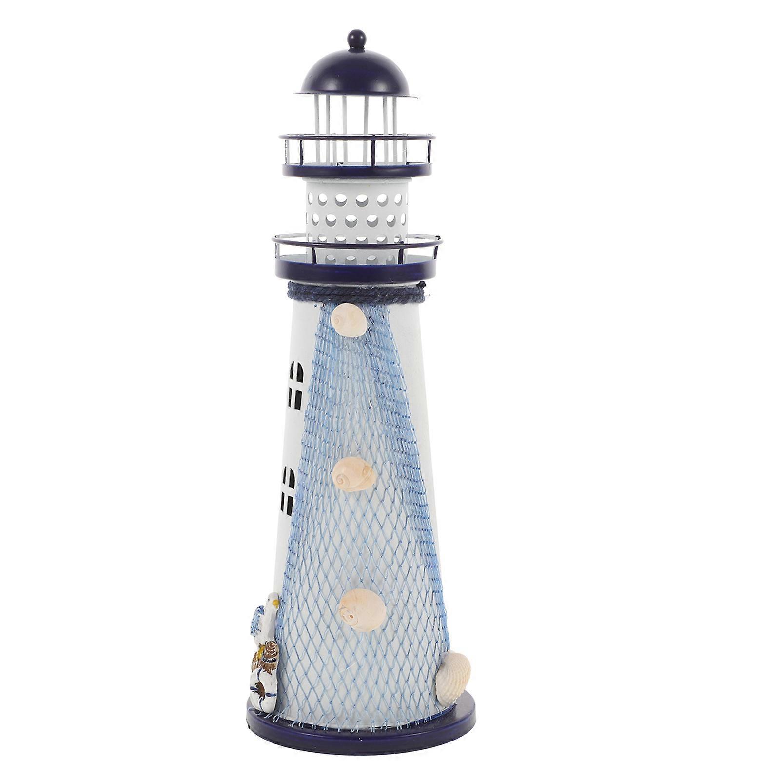 Vintage Lantern LED Lighthouse Shape Used for Decoration 2Pcs Blue