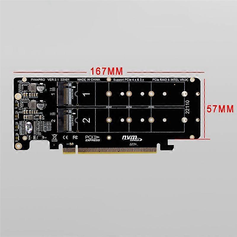 Double-Sided 4-Disk NVME Card PCIeX16 to M.2 M-Key NVMEx4SSD 2U Server Array Expansion Adapter Split