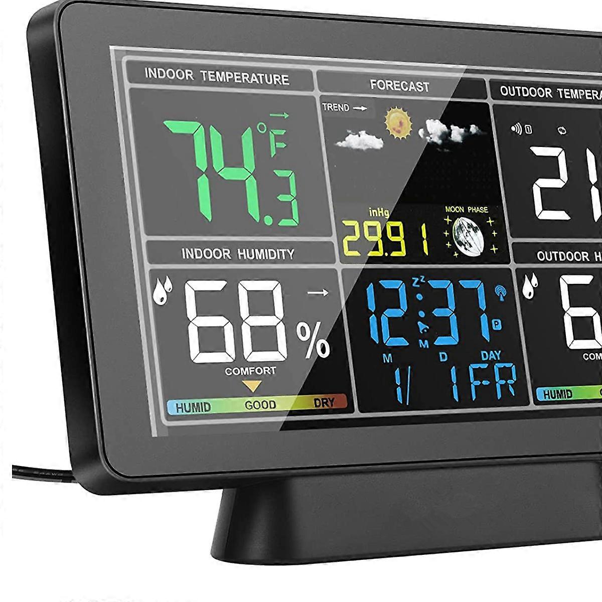 LCD Weather Station Wireless Digital Thermometer Electric EU Plug