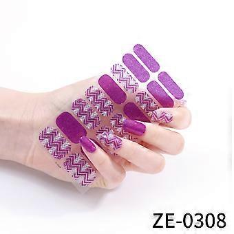 16 Nagellackfolie Nagelsticker 3D Zwiebelpulver Heißprägekleber Nagelsticker ZE-0308 Bare Chip + Nagelfeile