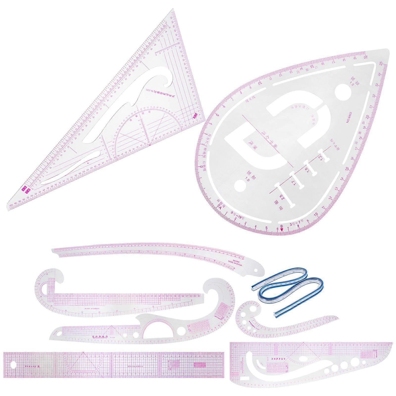 French Curve Pattern Ruler 3 Sets Sewing Measure Ruler Beginners 23.70X2.55 In Accurate Measuring Instruments