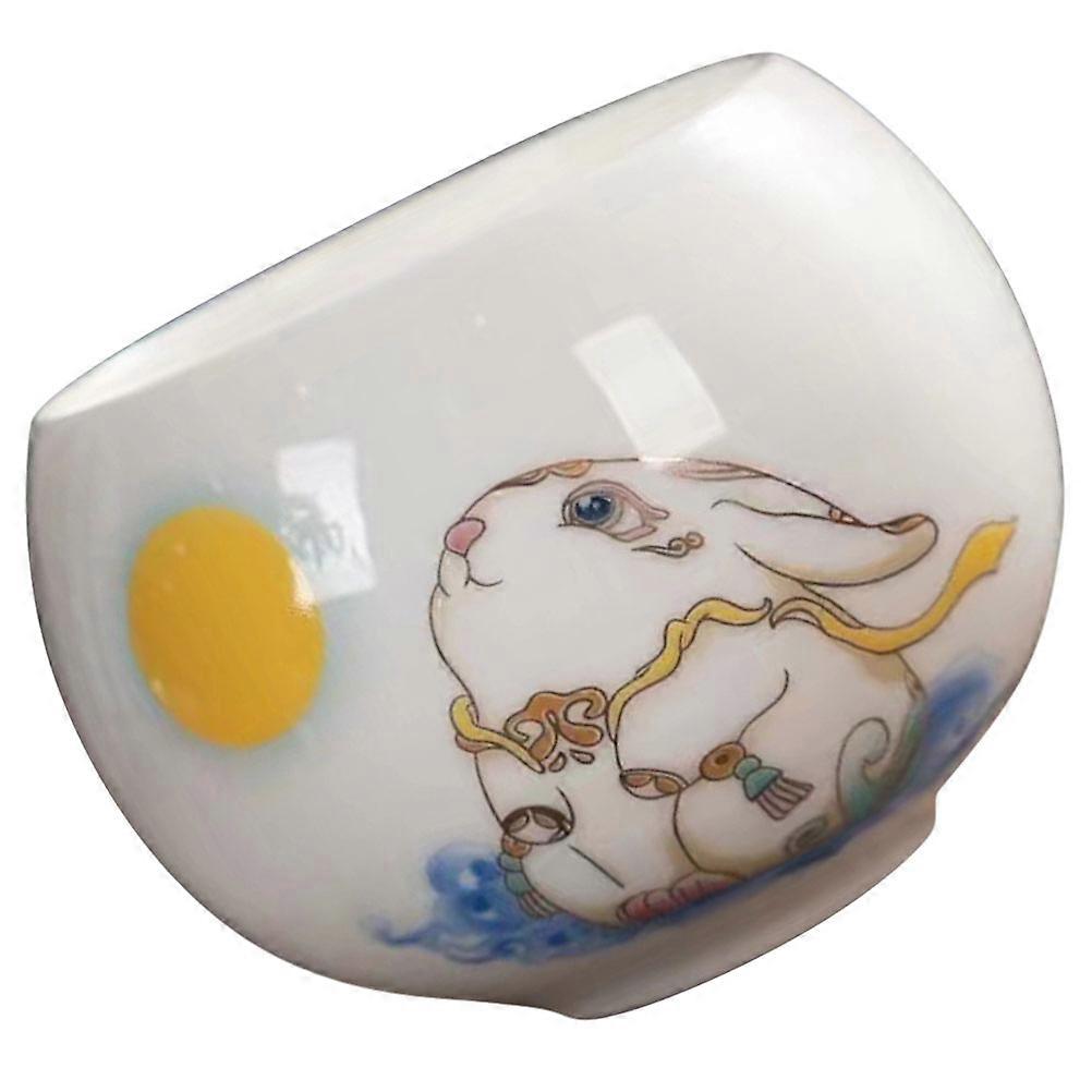 Ceramic Tea Cup Bunny Set for Drinking Tea 2Pcs White Kitchen Use