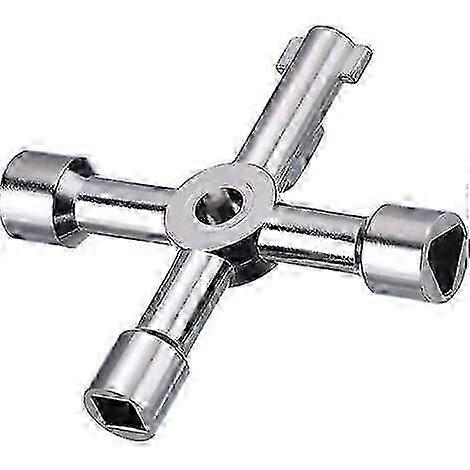 Multifunctional 4 Way Utilities Key for Electric Water Gas Meter Cabinet Open Key (Silver)
