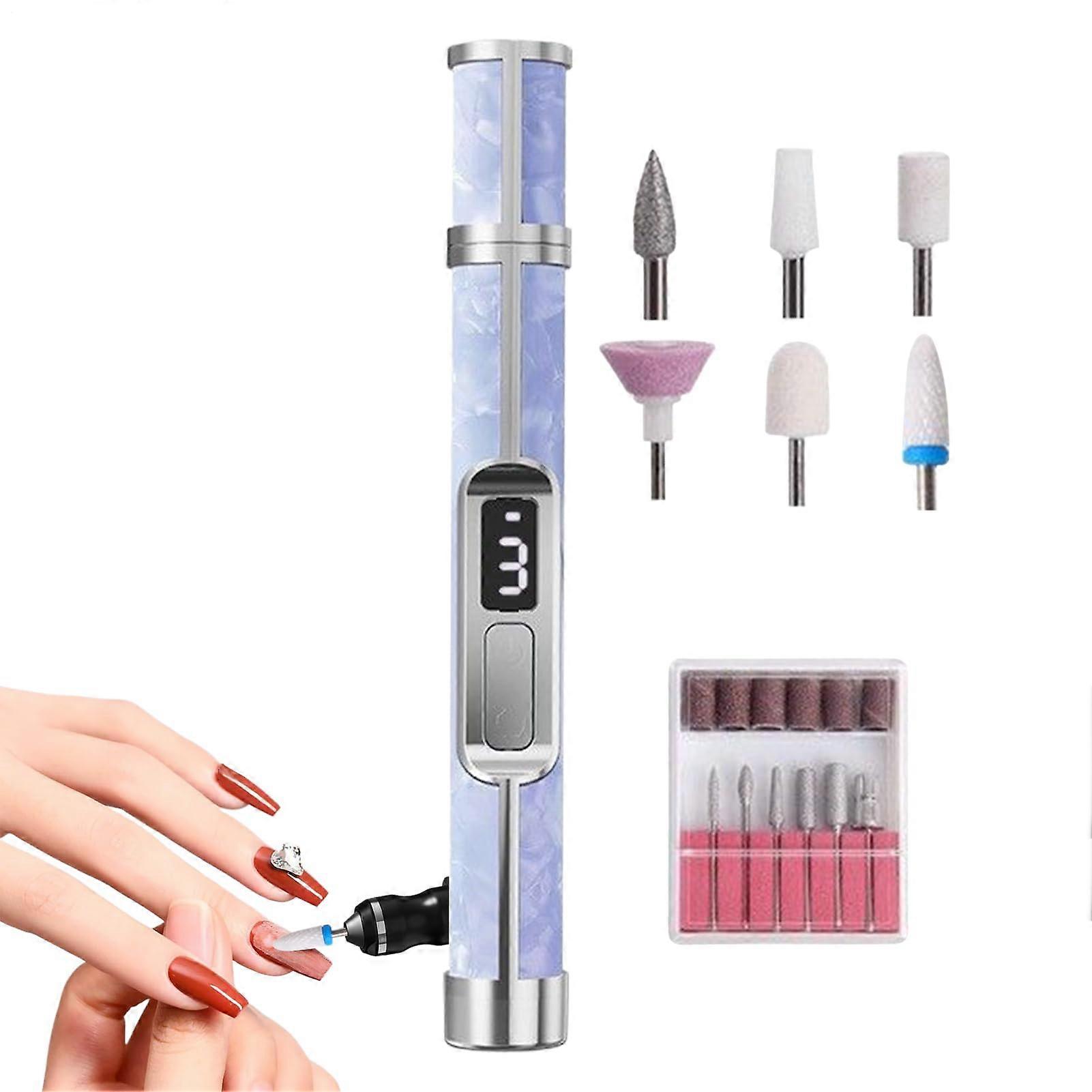 Fingernail Grinder Electric Nail Drill For Toenails Portable Nail File With 3 Adjustable Speeds Callus Remover Blue