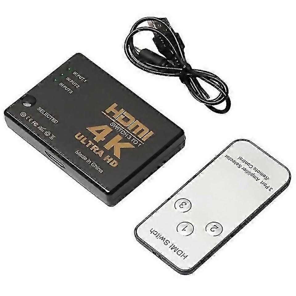 For 4x2k 3 In 1 Out Hdmicompatible Switcher Selector 3x1 Splitter Box With Remote Control Jikaix