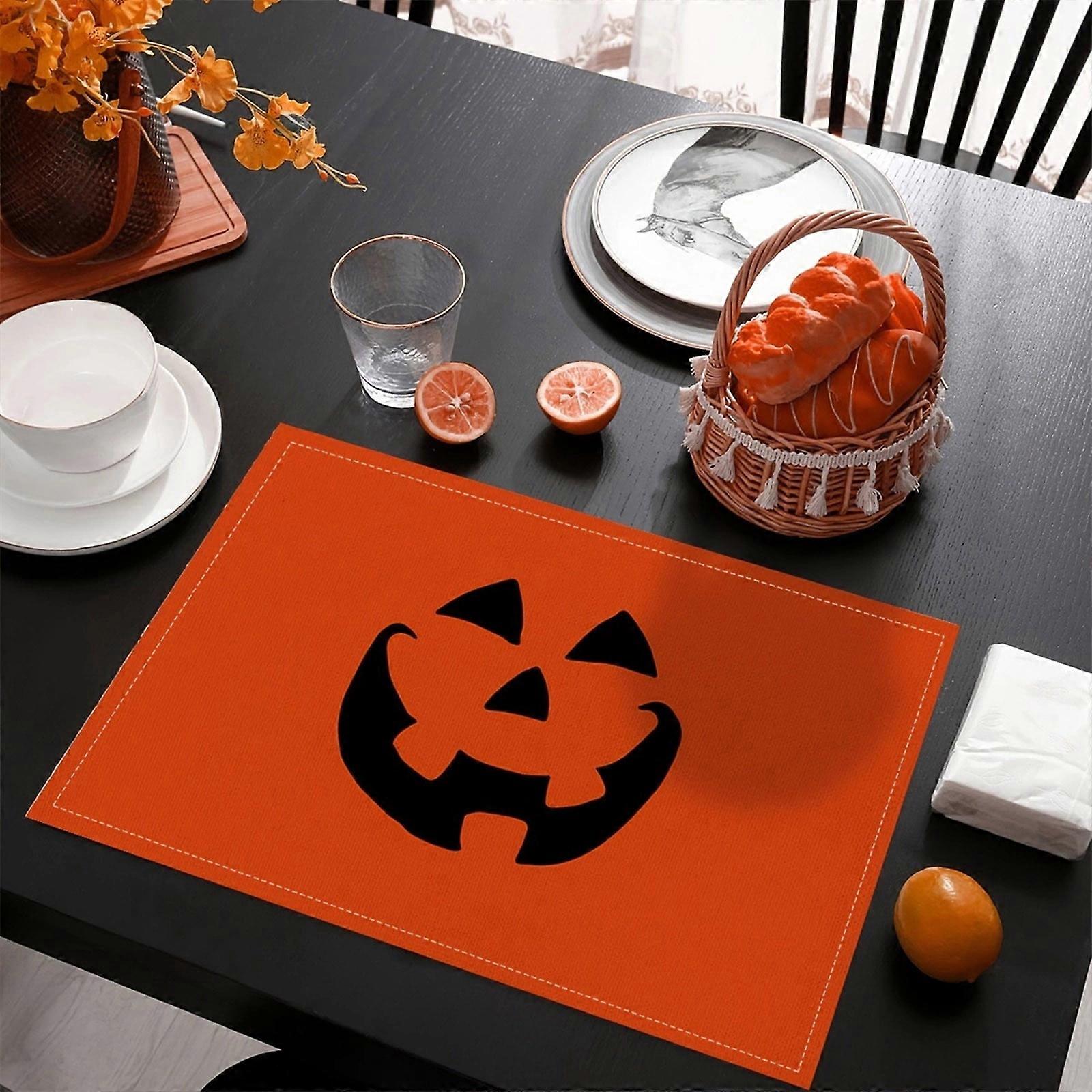 feimajia Halloween Placemats Dining Table Tea Table Party Decoration Table Mats Insulation Mats Digital Printing Linen Tablecloth Rainproof Linen