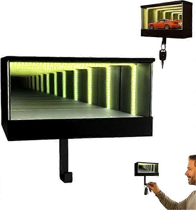 Infinity Garage Keychain, Wall Mounted Infinity Mirror LED Lamp Display Case Key Holder, Christmas Gifts for Car Enthusiasts & Collectors