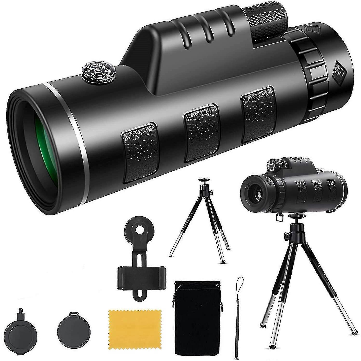 12x50 Monocular Waterproof Monocular Telescope With Smartphone Adapter