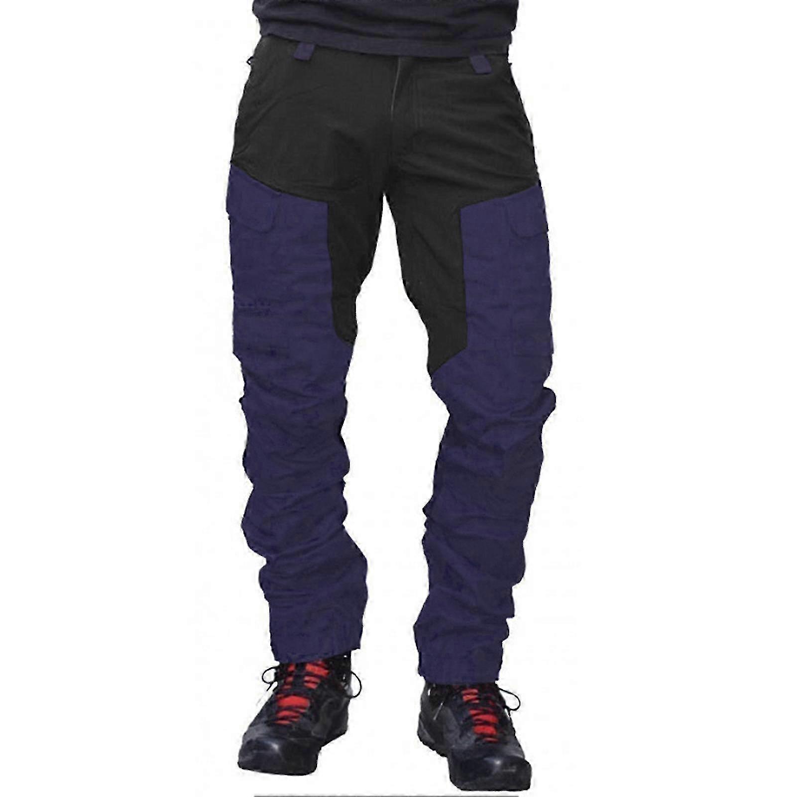 Men's Stylish Color Block Trousers with Functional Pockets