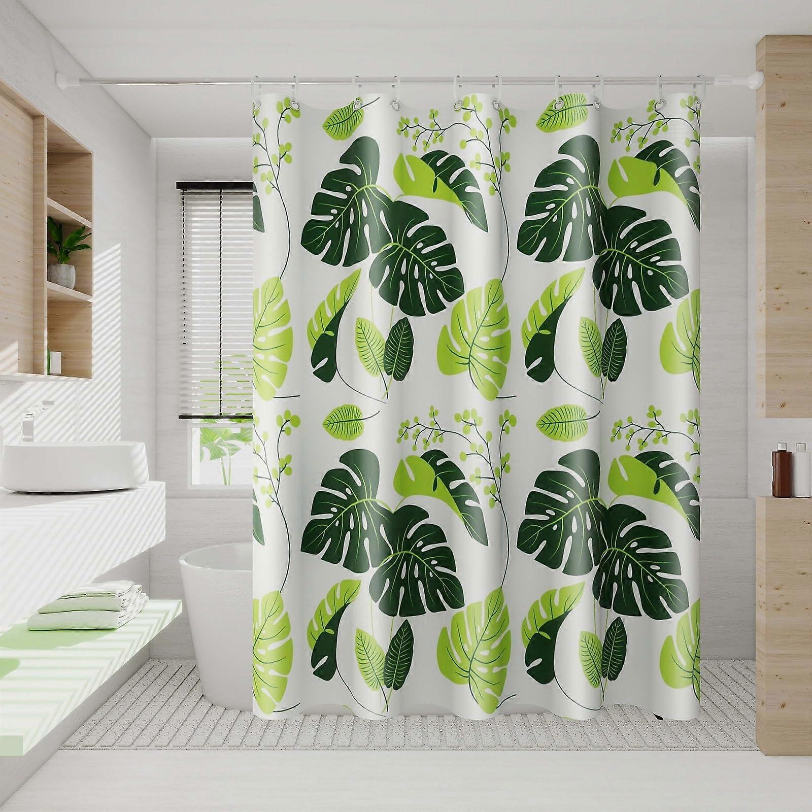 Leaf Bath Curtain 120x220 cm Dry And Wet Separation Partition Shower Curtain For Bath 1 Panel Fresh Green