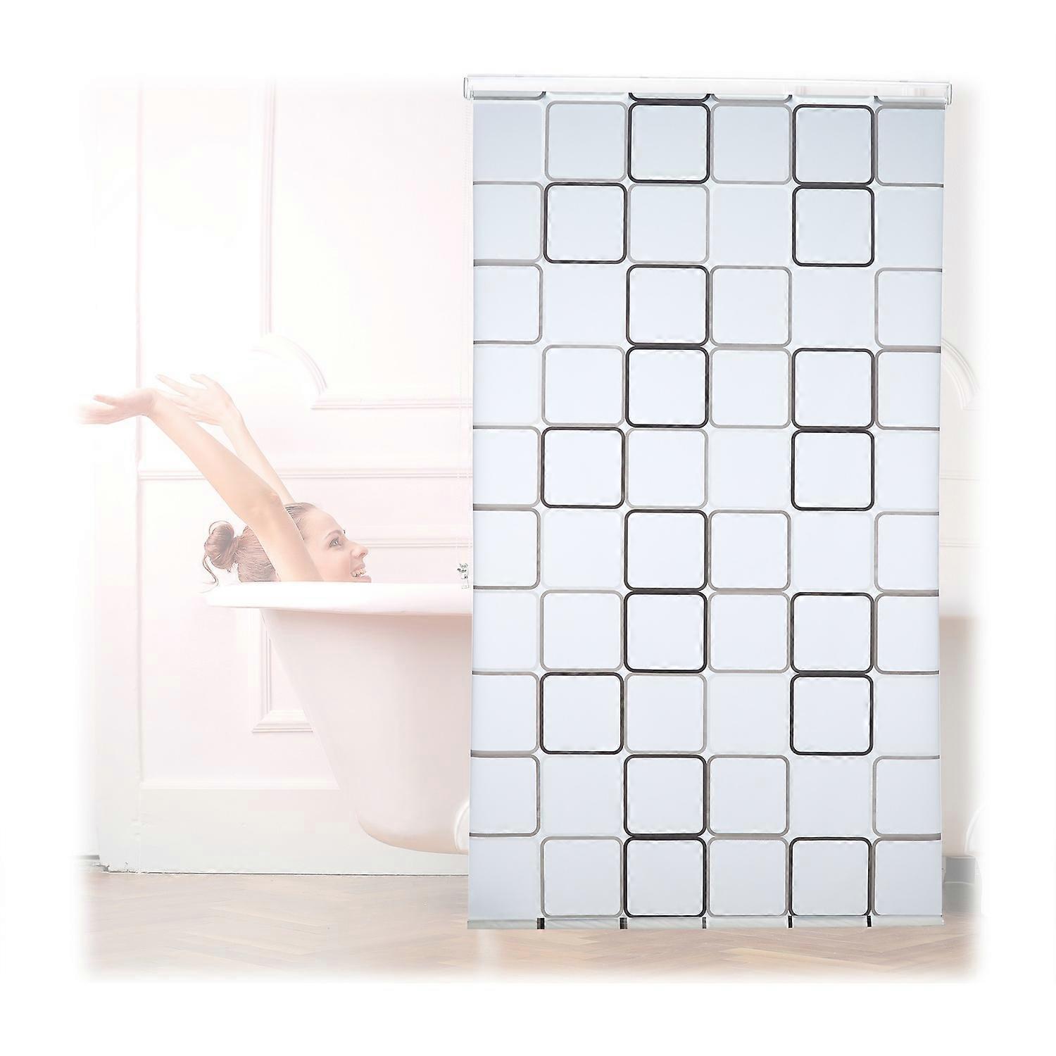 Duschrullgardin, vattenavvisande, retro kakeldesign