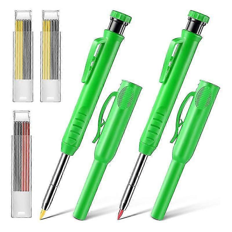 2 Pack Solid Carpenter Pencils , Scribe Tool With Built-in Sharpener For Construction Woodworking A