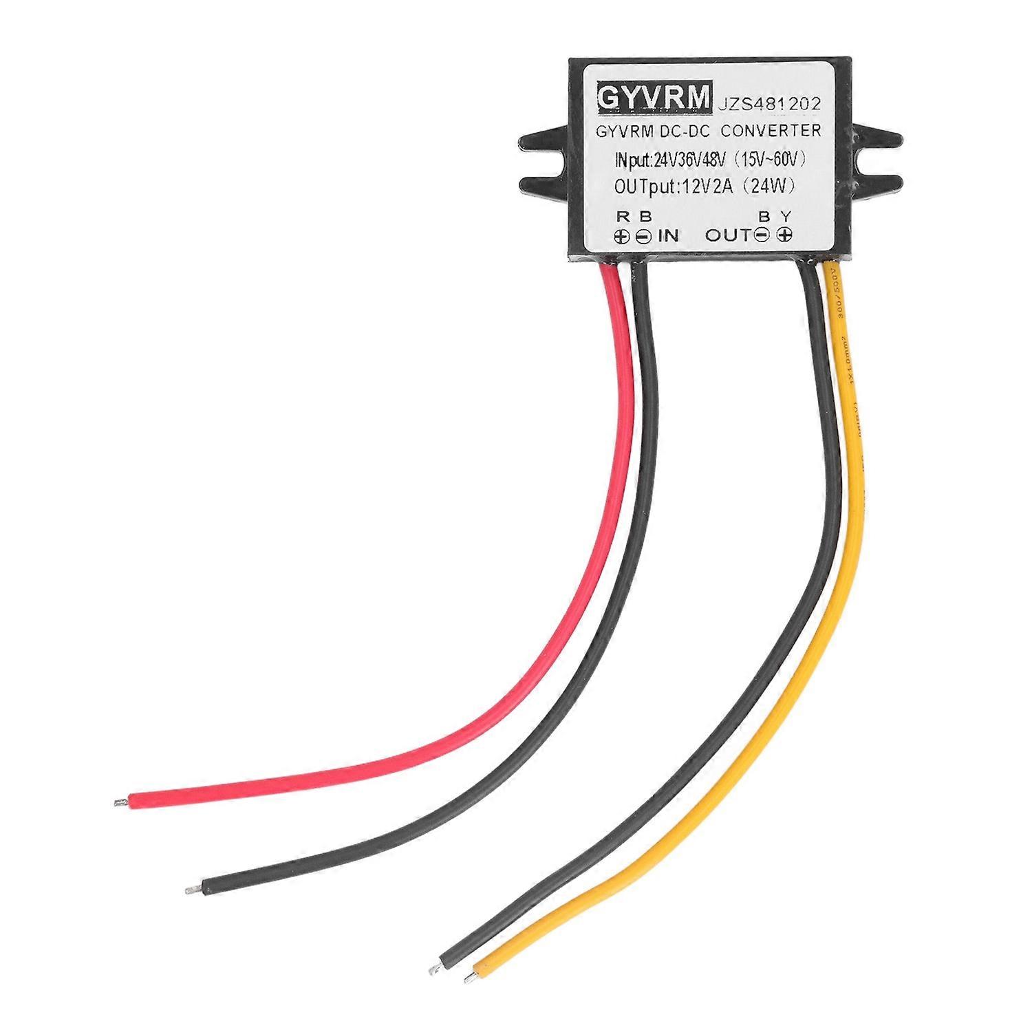 DC to DC Buck Converter 24V 36V 48V to 12V 2A 24W High Efficiency IP67 Waterproof Voltage Reducer