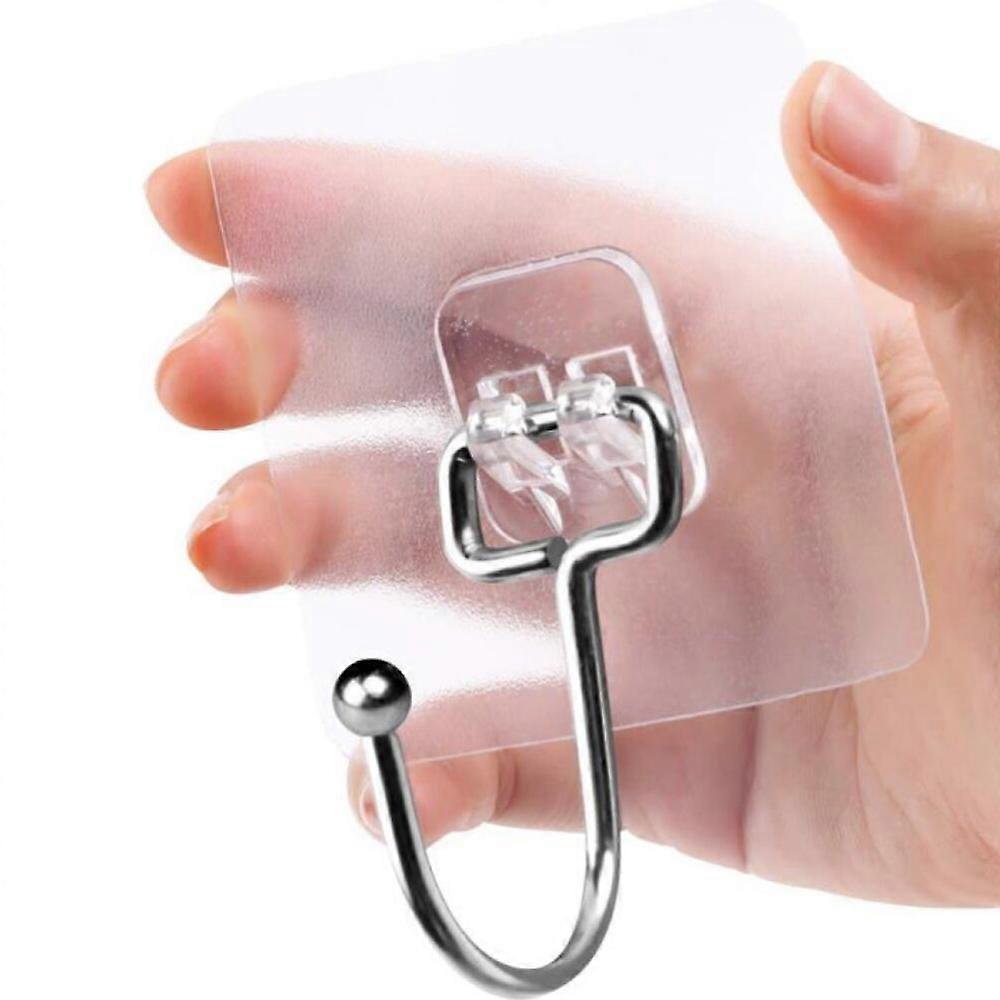 Transparent adhesive hooks, 8 pieces, waterproof, load capacity up to 20 kg, 6 x 6 cm