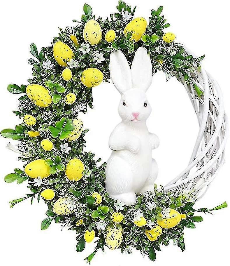 イースタードアデコレーションイースターリースバニーイエロー