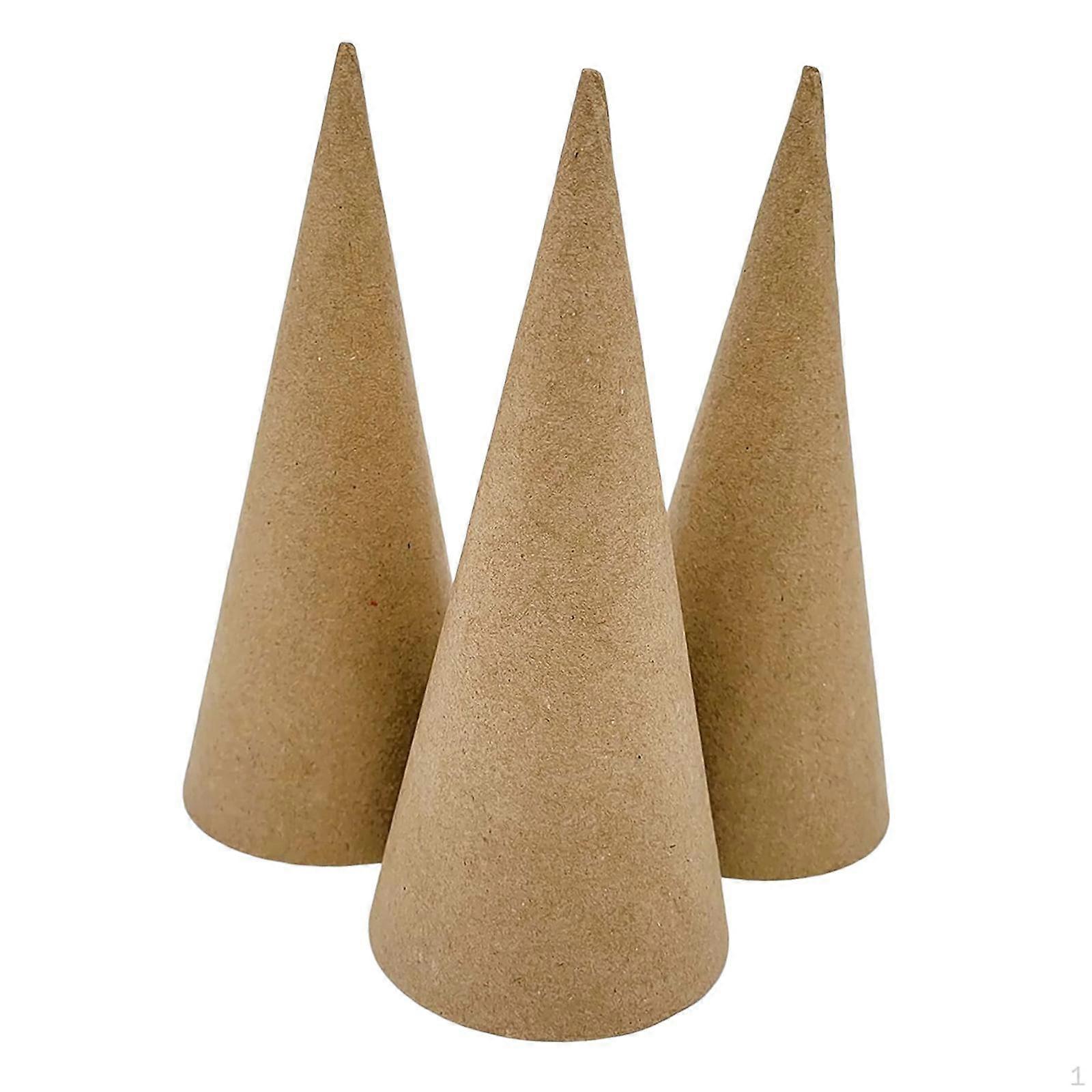 3 Pieces of Papier-mâché Cones with Open Ends, Versatile Handicrafts, Imaginative DIY Christmas