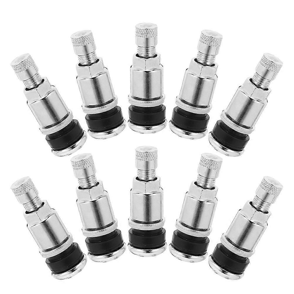 Silver Metal Valve Stems for Tire Leakproof Function 12Pcs Heavy Duty Set