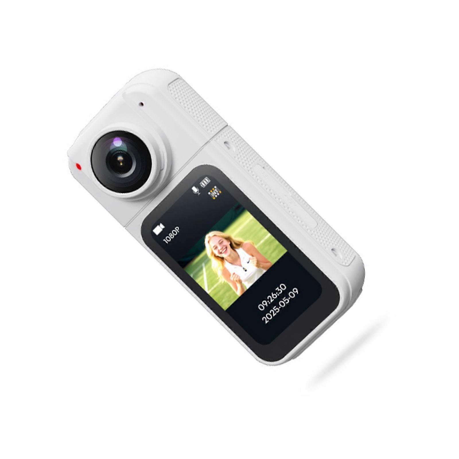 Portable Vlog Camera Pocket Sport Camera 1080P Handheld Stabilizer 180 Degree Rotating Camera Charging Video Recording  White