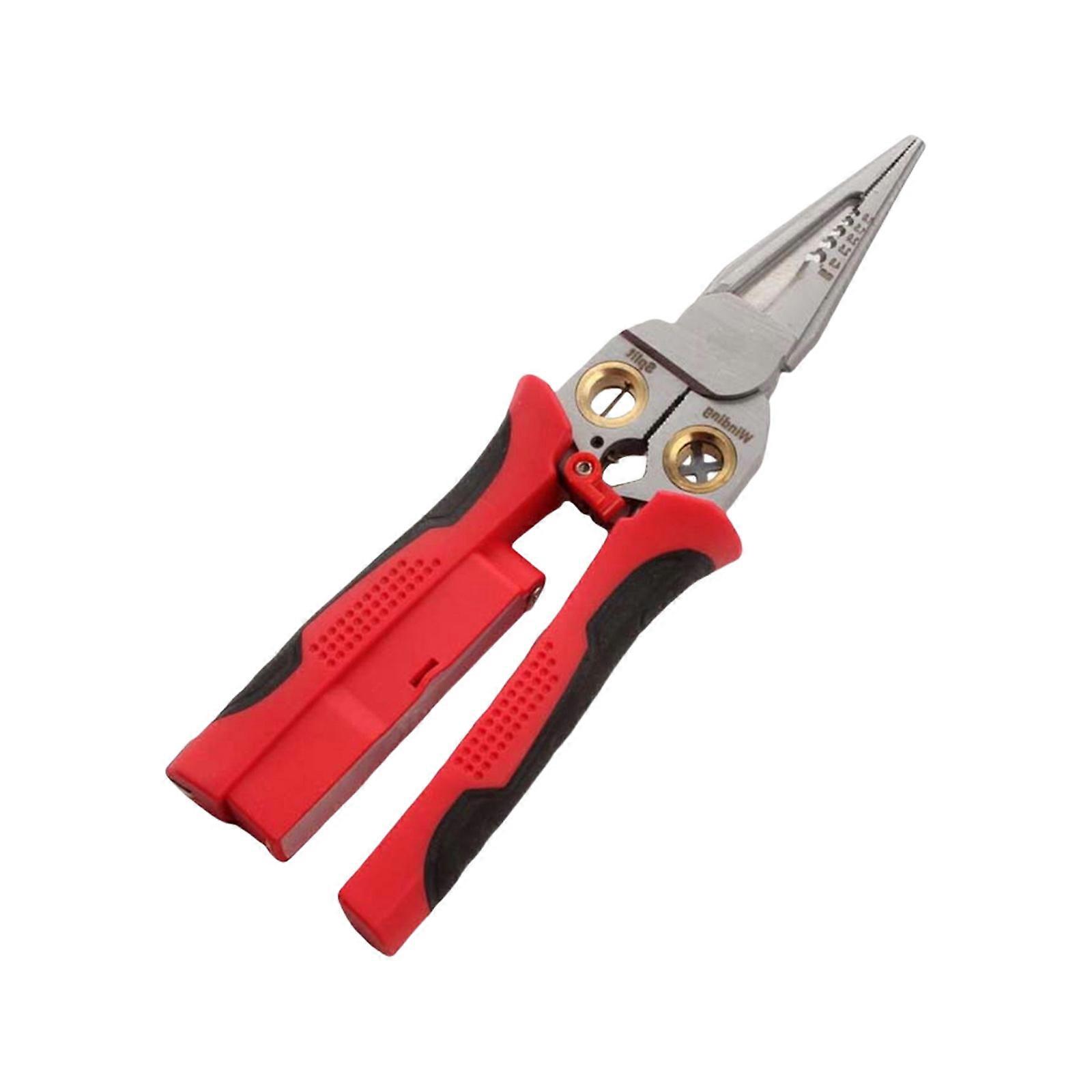 Professional Stainless Wire Stripping Tool With Ergonomic Grip 8 Functions For Electrical Work Industrial Applications  Red