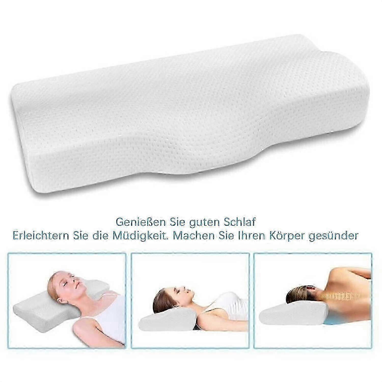 Breathable Memory Foam Sleeping Pillow Flowgoer Contoured Orthopedic Neck Pillow z