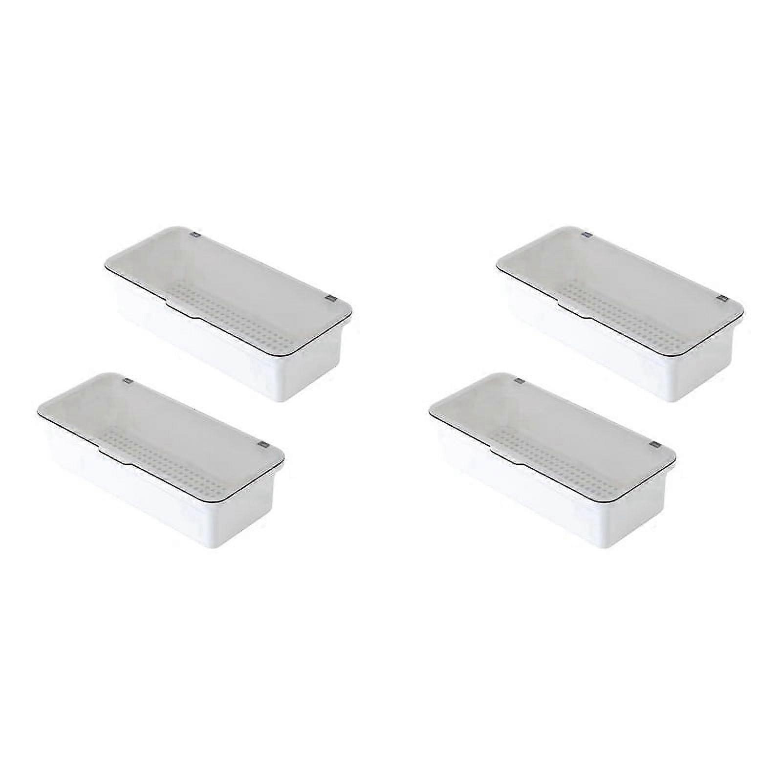4X Flatware Tray with Lid,Utensil Storage with Lid Plastic Cutlery Tray,Cutlery Drawer Organizer Utensil Container D
