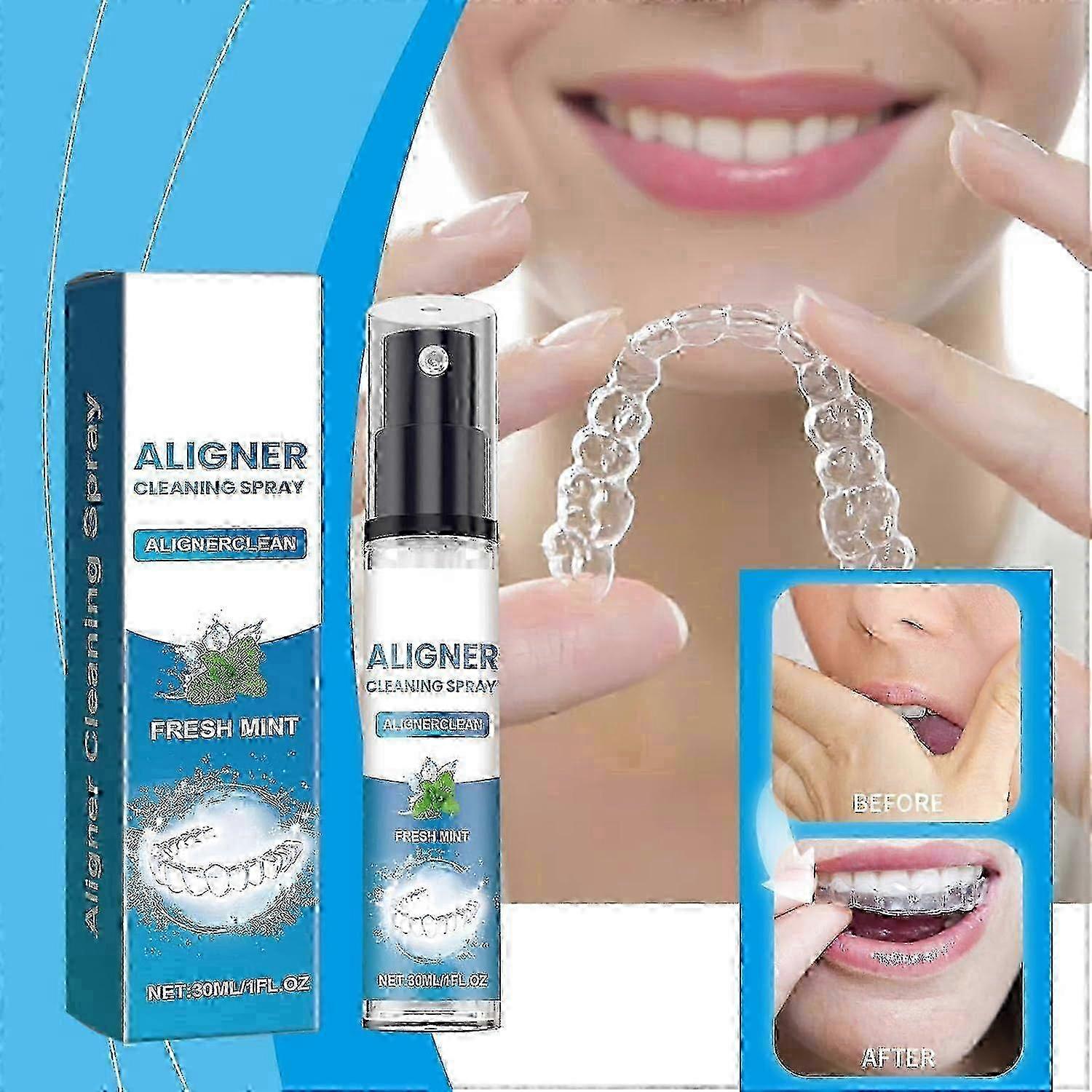 Aligner Cleaner Spray - Mint Flavored Retainer Clean Spray, Multi-Purpose Whitening Refreshing Foam for Aligners, Retainers, Mouth Guards