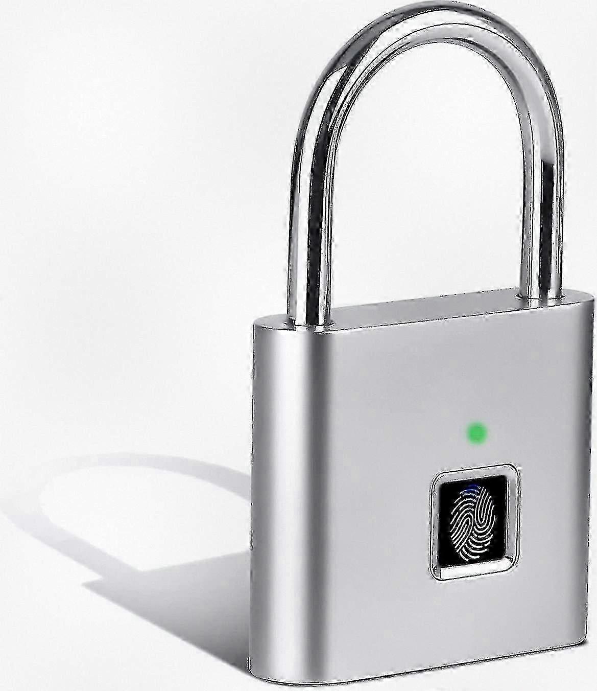Smart Fingerprint Padlock, Silver Color with USB Charging Function, Suitable for Lockers and Suitcases (Dimensions: 43*67mm)
