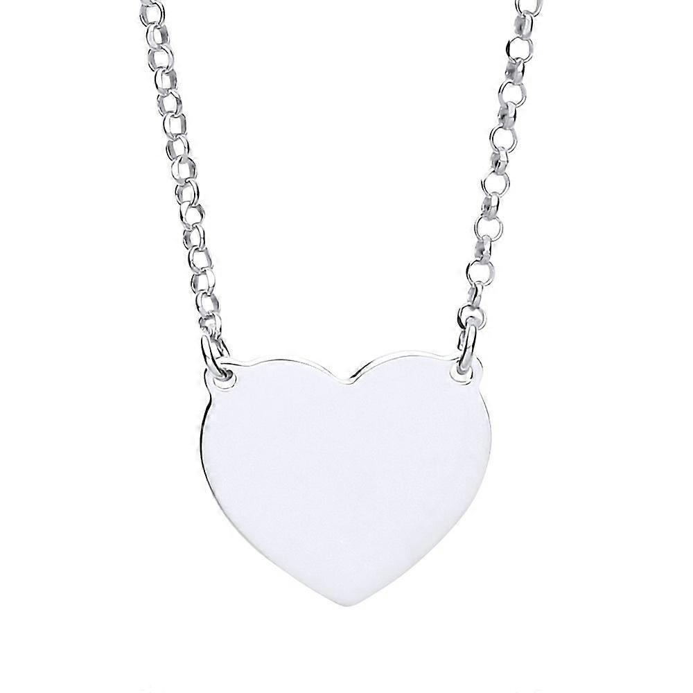 Jewelco London 女士纯银爱心圆盘奖章项链 16 + 1 英寸