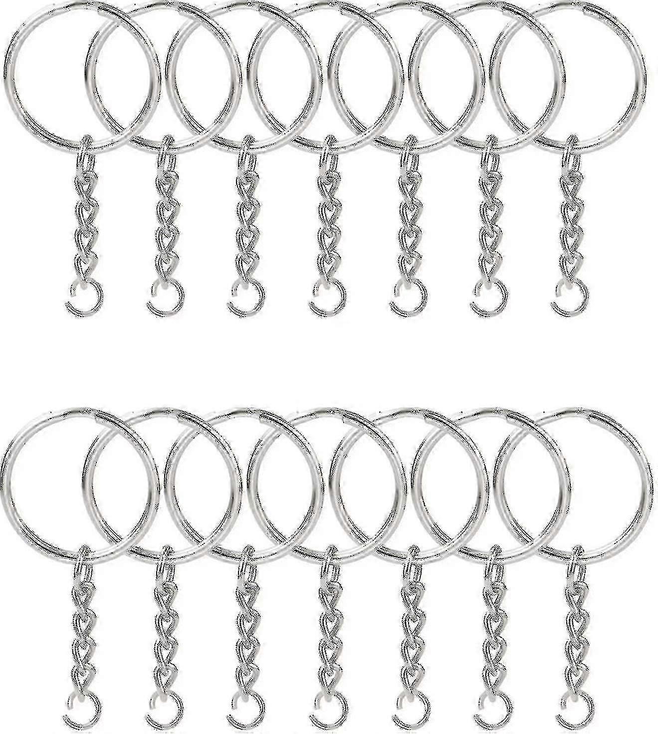 100pcs Split Key Ring With Chain 1 Inch And Jump Rings,split Key Ring With Chain Silver Color Metal Split Key Chain Ring Parts f74