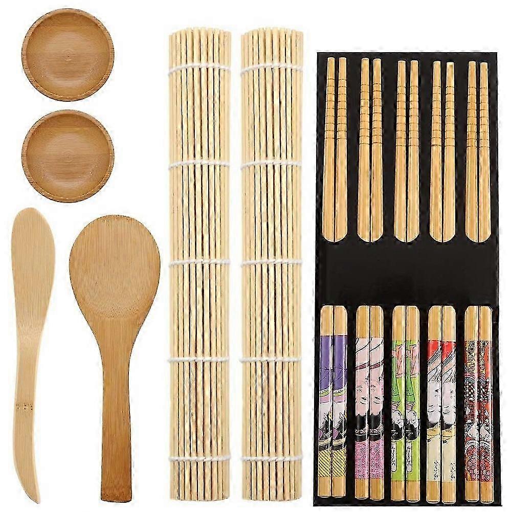 11 Pack Sushi Making Kit Bamboo Include Rolling Mats Rice Chopsticks