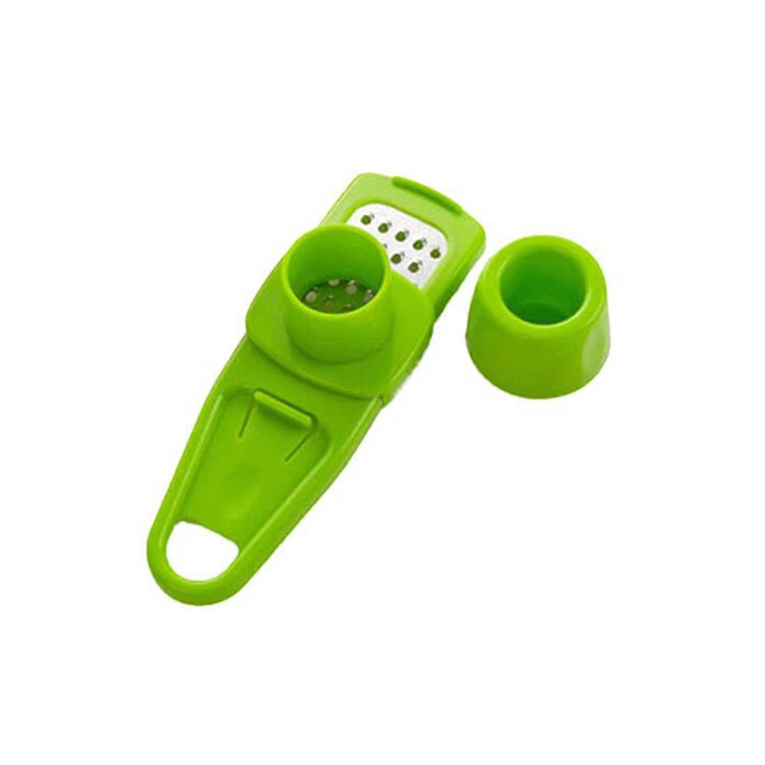 Garlic Press and Mincer Easy Squeeze Dishwasher Safe with Peeler Compact Green Kitchen Tool