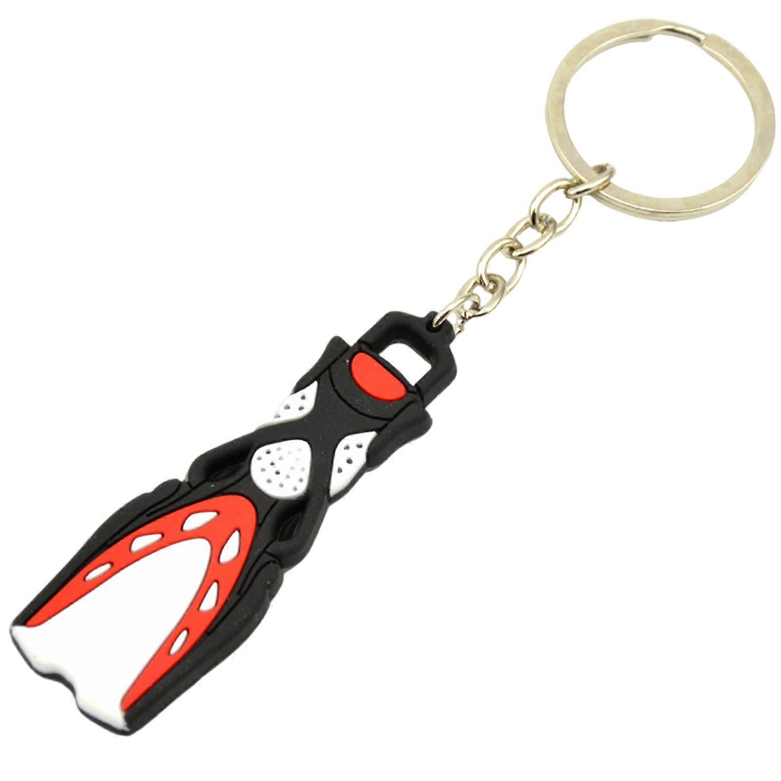 Scuba Enthusiast's Mini Dive Fin Keyring Portable Scuba Fin Key Rings Silicone Sturdy Keychain Accessory for Ocean Fan  Red