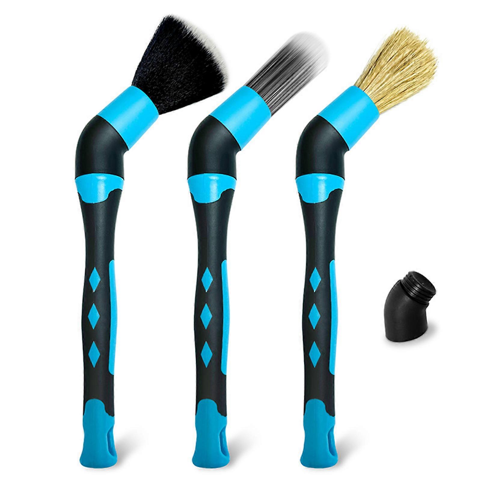 Multiple Use Car Cleaning Brush Set Of 3 Includes Wheel Brush Air Outlet Brush And Crevice Tool With Comfortable Grip And Small Design Multicolor