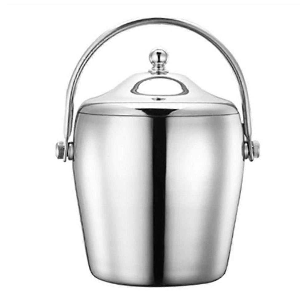 Stainless Steel Ice Bucket 1.2/2L DoubleLayer Insulated with Lid for Parties Barbecues Buffets