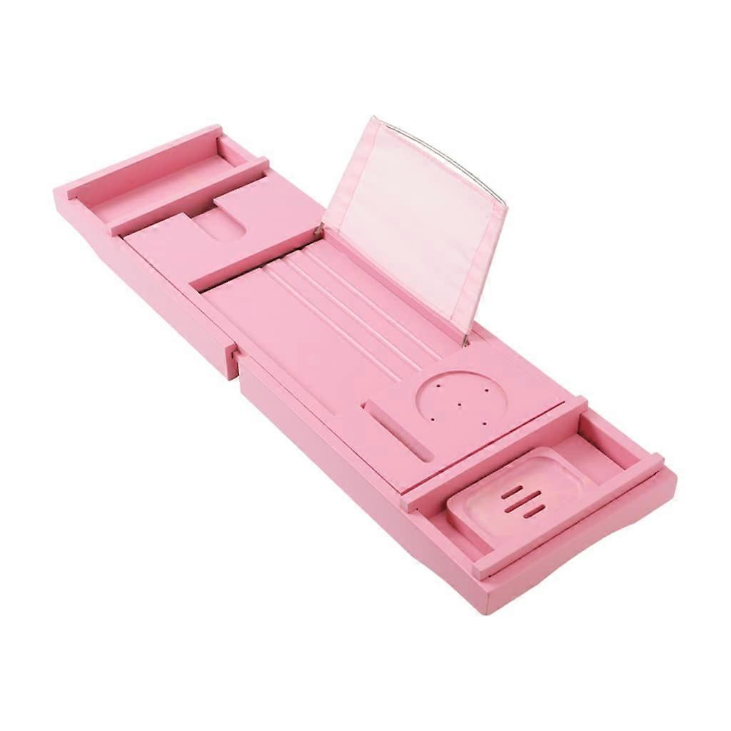 Expandable Bathtub Caddy Tray Adjustable Length for Wine Snacks Spa Relaxation Black