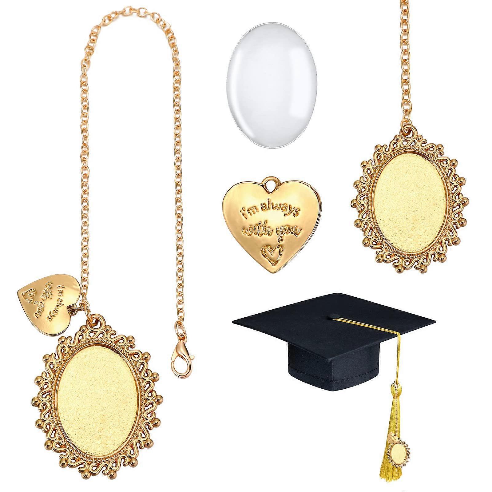 Graduation Cap Tassel Photo Charm with  Insert and Elegant Gold Finish