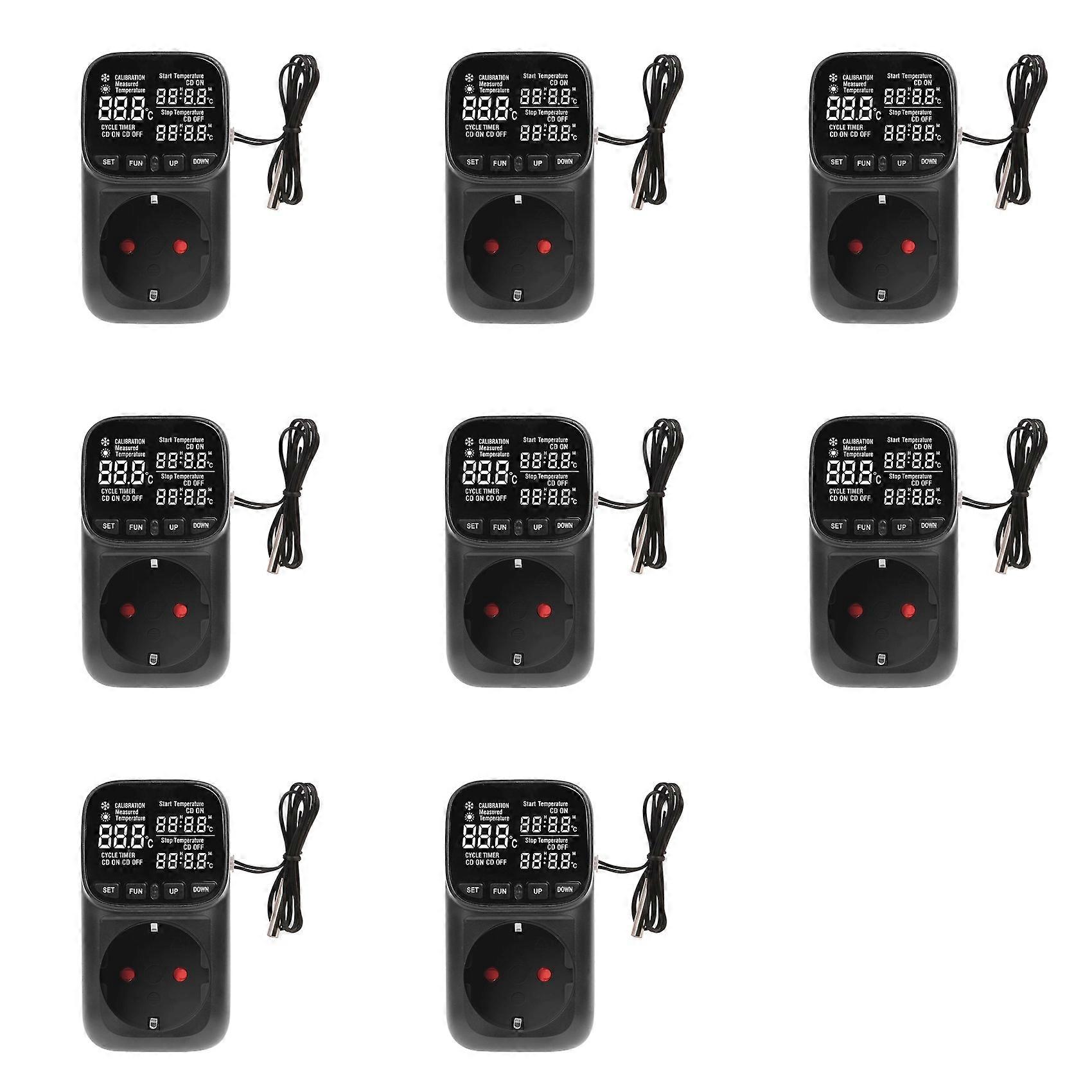 8X Digital Temperature Controller Socket with Timer Switch Heating Cooling for Refrigerator Aquaculture 230V EU Plug